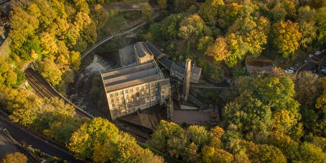 Torr Vale Mill cottages bird eye view